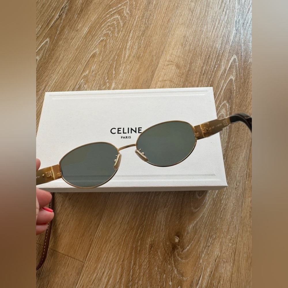 Celine Triomphe Gold Metal Sunglasses - Picture 6 of 9
